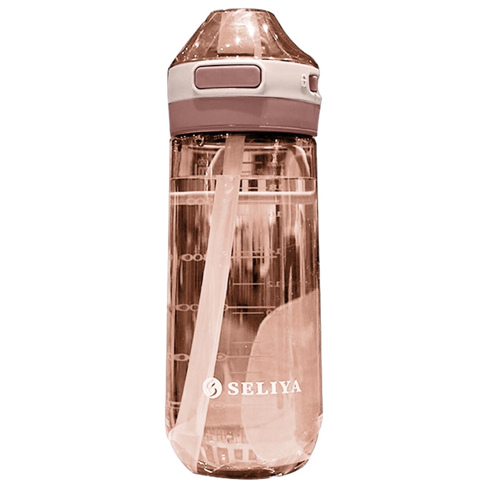 HBBKVI 22oz Water Bottle with Straw, Clear Water Bottle with Marker, Leak Proof Water Bottle Pink