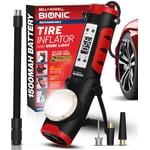 Bell + Howell BIONIC Gonflateur de pneus de voiture Portable Air Compresseur avec lumière de travail and Disjoncteur de fenêtre, rechargeable 1500MAH Gonflateur de pneus portable pour voiture Air Pompe Portable avec LED Mesure de pression