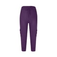thumbnail image 1 of Plus Size Capris for Women Cargo Cropped Pant with Pockets Drawstring Casual Summer Pants E-2-Purple, 1 of 7
