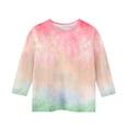 thumbnail image 3 of MeetoTime Haut à Manches 3/4 pour Enfants Décontracté Imprimé Teinture sur Nœuds Col Rond Pull de Base pour Garçons Filles 3-14 Ans Vêtements pour Enfants, 3 of 4