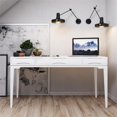 thumbnail image 2 of Allora 60" Wooden Mid Century Modern Solid Hardwood Computer Desk in White, 2 of 8