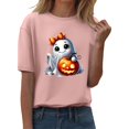 thumbnail image 2 of YLHFASHION T-shirt d'Halloween pour Femmes à Manches Courtes, Col Rond, Graphique, Hauts Imprimés Citrouille, Chandails Décontractés d'Automne 2025, Liquidation à 50 % de Rabais, T-shirt à Manches Courtes pour Femmes, 2 of 4