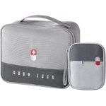 2 Trousse de premiers soins en pièces, boîte d'urgence, trousse de premiers secours vide, portable, pour le camping, le voyage, l'école et la maison. (Gray)