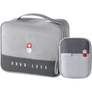 2 Piece First Aid Kit, Emergency Box, Empty First Aid Kit, Portable, for Camping, Travel, School and Home. (Gray)