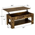 thumbnail image 3 of Yaheetech Table Basse Moderne à Plateau Relevable avec Compartiment Caché et Rangement pour Salon, Brun Rustique, 3 of 7