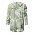 thumbnail image 5 of IROINID Économies Polyester T-shirt à Manches Longues pour Femmes Loisirs Imprimé T-shirt Ample Blouse Col Rond Hauts, Olive Vert, 5 of 5