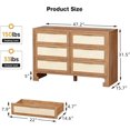 thumbnail image 2 of Bingirl Commode Double à 6 Tiroirs avec Motif en Jute et Poignées Dorées : Armoire de Rangement Style Ferme pour Chambre et Entrée, 2 of 7