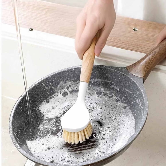 Chmadoxn Gadgets de Cuisine, Accessoires de Cuisine, Brosse à Laver en Sisal avec Manche en Métal pour Casseroles Poêles Vaisselle et Nettoyage Brosses Faciles à Ranger Produits de Nettoyage Manche en Hêtre Brosse pour Casseroles