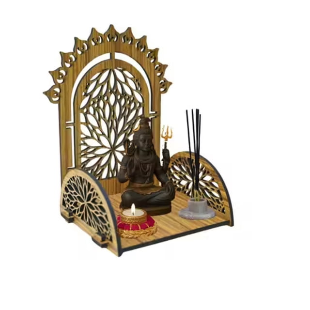 Wooden Pooja Temple for Home and Office Engineered Wooden Wall mounted Temple Assemble Required.