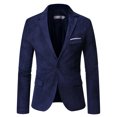 thumbnail image 1 of BOBOGOJP Blazer for Men Fall Winter Style Plus Cotton Solid Color Lapel Overcoat Jacket (Navy,L), 1 of 5