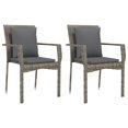 thumbnail image 2 of vidaXL 3 Piece Garden Dining Set with Cushions Black and Grey Poly Rattan, 2 of 5