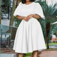 thumbnail image 1 of EQWLJWE Liquidation d'Économies d'Été! Robe Femme à Manches Bouffantes, Couleur Unie, Ceinture, Coupe Trapèze, Grande Taille, Ourlet de Robe, Ceinture, Robe de Bureau, Robe Quotidienne, Robes d'Été 2023, 1 of 8