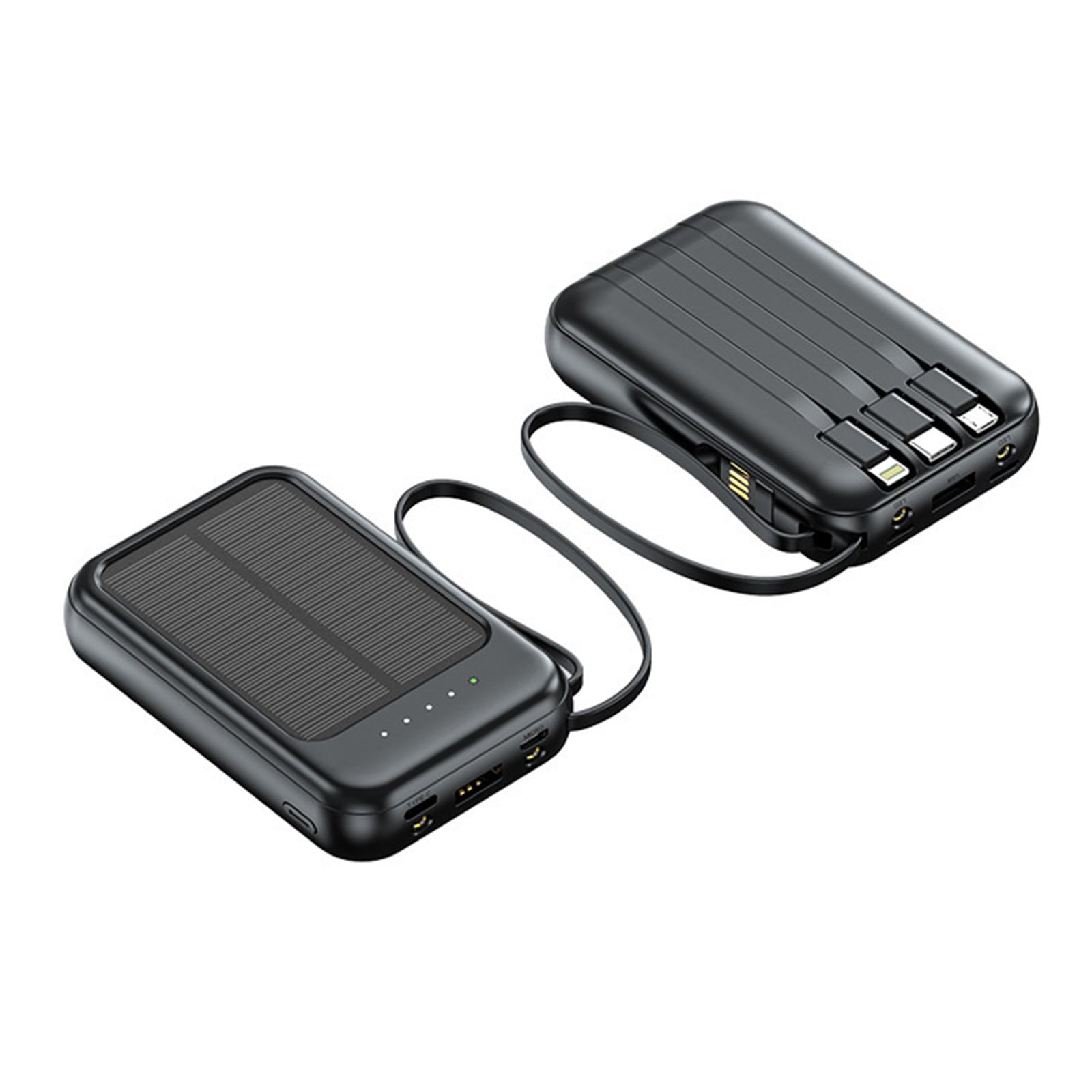 Kieccall 20000mah Solar Power Bank With Built-In Cables, Outdoor Camping Portable Charger For Mobile Devices