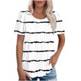 thumbnail image 1 of BVOFAR Chemises à Oeillets à Rayures pour Femmes 2025 Été Blouses à Col Rond Mode T-Shirts à Manches Courtes Chic Décontracté Hauts Coupe Ample, 1 of 7
