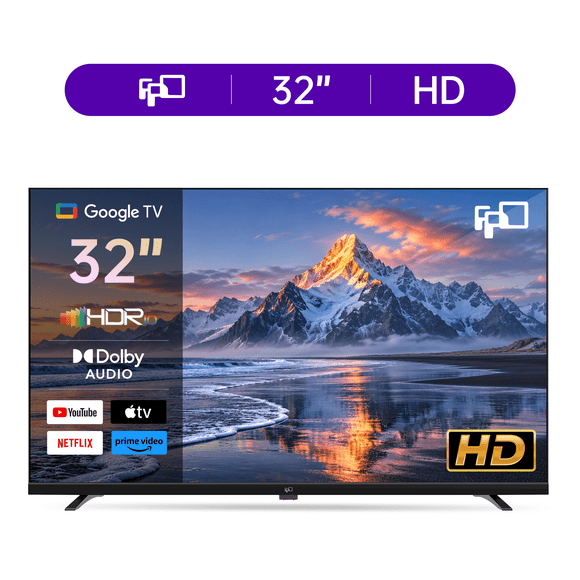 FPD 32-inch Smart TV, 720p HD LED Flat Screen Television with Google TV, HDR10, Dolby Audio, Google Cast, Bluetooth and Google Assistant Voice Remote