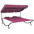 thumbnail image 1 of vidaXL Outdoor Lounge Bed with Canopy and Pillows Pink, 1 of 5