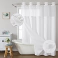thumbnail image 4 of Vente Aujourd'hui Liquidation! Rideau de Douche Anneau Double Grand Uni Étoile Pleine Réversible pour Salles de Bain Rideaux de Douche en Tissu Polyester Robuste, 4 of 6