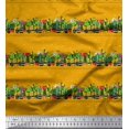 thumbnail image 1 of Soimoi Gold Cotton Duck Fabric Cactus With Conical Pot Tree Print Fabric by the Yard 44 Inch Wide, 1 of 5