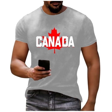 Amzcrzy Canada Maple Leaf T Shirts for Man Casual Summer Round Neck Men's T-Shirts Fashion Short Sleeve Print Graphic Tees Men 3XL