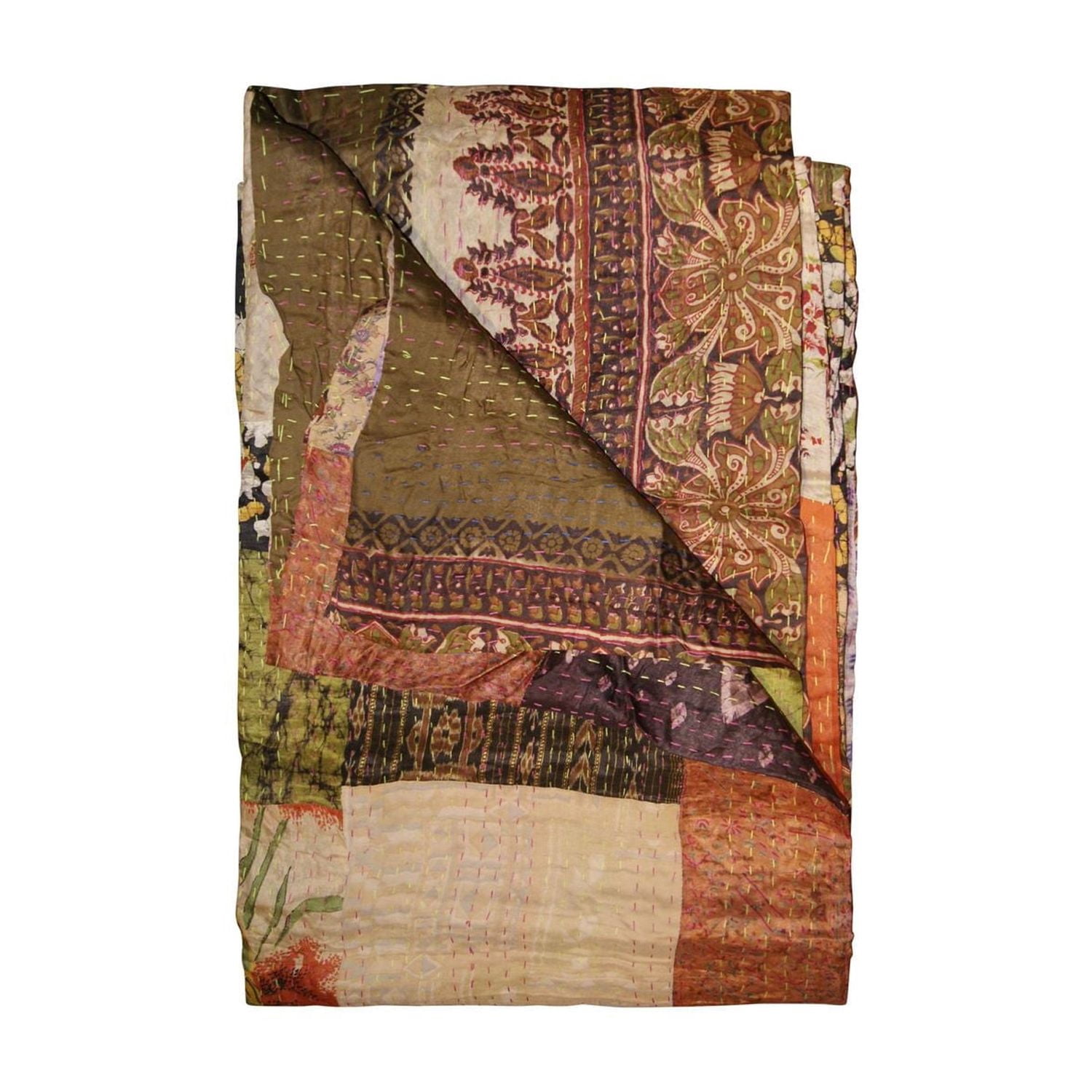 KANTHA SILK THROW BLANKET 50"X70"