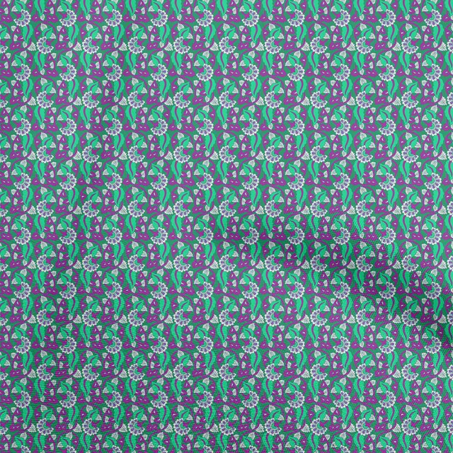 oneOone Velvet Green Fabric Floral Sewing Craft Projects Fabric Prints By Yard 58 Inch Wide