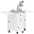 thumbnail image 1 of HOMCOM Table à Manger Pliable, Table de Cuisine Roulante avec Tiroirs, Armoire, 1 of 10
