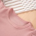 thumbnail image 3 of Mgmyaa Girls Summer Sets Crew Neck Solid Color Ribbed Flutter Sleeve Short Sleeve Blouses and Elastic Waist Shorts Two-Piece Set 1-6 Years, 3 of 8