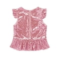thumbnail image 2 of Oyolan Kids Girls Sequins Ruffled Top Mermaid Costume Flutter Sleeve Peplum Blouse for Carnival Performance Pink 12, 2 of 7