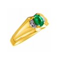 thumbnail image 3 of RYLOS Mens Rings 14K Yellow Gold Classic Design 7X5MM Oval Gemstone & Diamond  Emerald May Birthstone Ring Size 9, 3 of 6