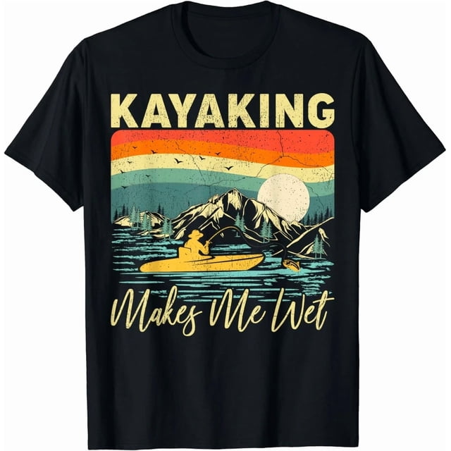 Le Kayak Me Rend Mouillé Coucher de Soleil Rétro Pêche Kayak Pagaie Rivière T-Shirt Unisexe K1111, P-5TG