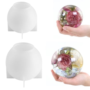 Sphère Moules en Résine en Forme, 2 Pcs Moules en Silicone en Forme de Boule, Moules en Résine Époxy Globe 3D Sans Joint en une Seule Pièce, Grand Moule de Coulée en Résine en Forme de Sphère pour Bricolages DIY, Souvenirs de Fleurs, Déco Maison