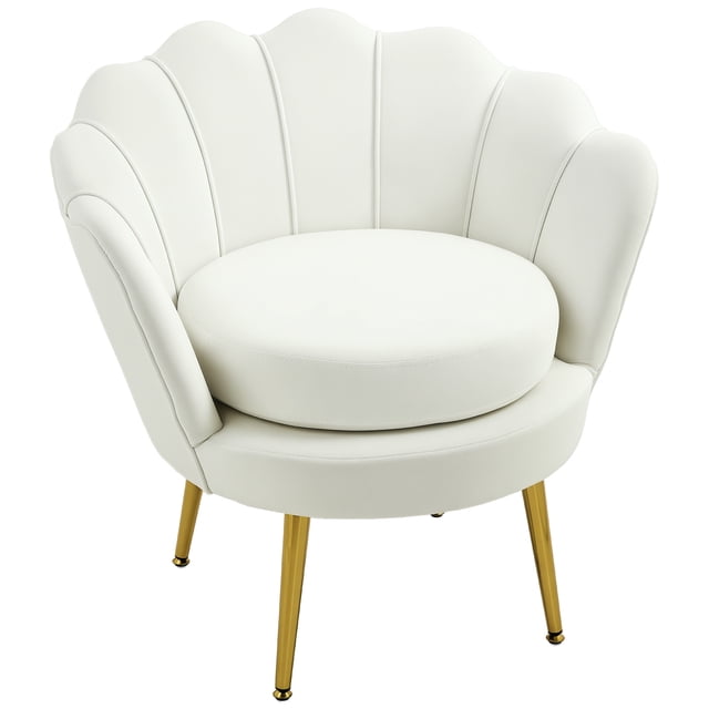 HOMCOM Modern Accent Chair Velvet Fabric Leisure Club Chair with Gold Legs