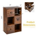 thumbnail image 3 of Costway 6-Cube Wooden Bookcase Storage Organizer with 3 Open Cubes 3 Drawers Rustic Brown, 3 of 10