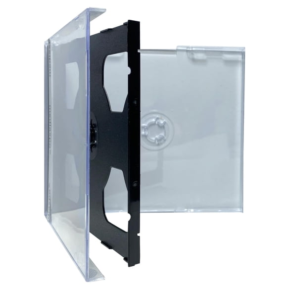mediaxpo CheckOutStore Standard Black Triple 3 Disc CD Jewel Cases - Durable Plastic Storage for CDs, Clear Front Cover (Pack of 25)