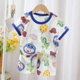thumbnail image 2 of BOBOGOJP Pyjama 2 Doux à Manches Courtes Ensemble de Pyjama d'Été Extensible Court Vêtement de Nuit Grand (Bleu, 3-4 Ans), 2 of 6