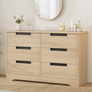 Kojooin 6 Drawer Dresser for Bedroom, Chest of Drawers with Embedded Handles, Wooden Dresser Organizer for Living Room, Nursery, Hallway and Entryway
