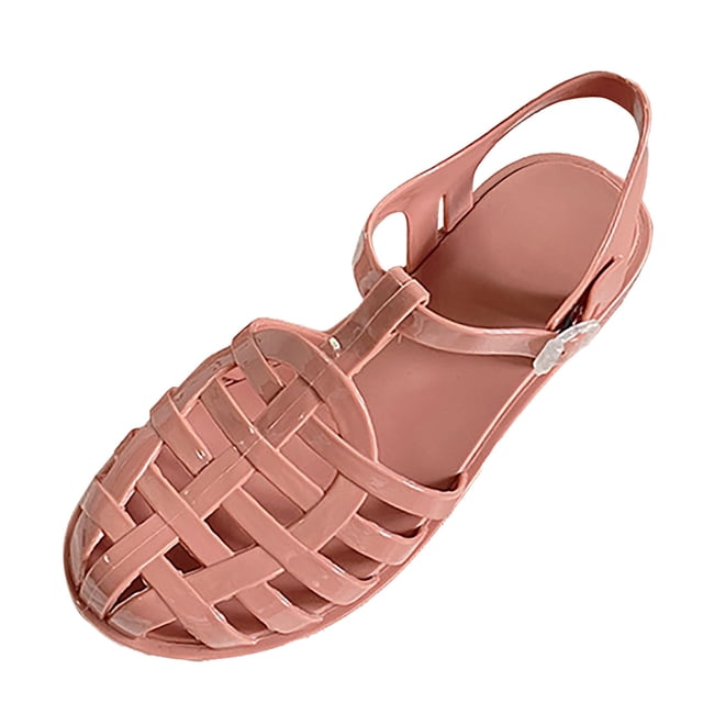 Kcodviy 2025 Summer New Solid Women's Sandals Size 8 Color Hole Roman Sandals Pool Sandals Women Rhinestone Sandals for Women Sandal Slippers for Women Recovery Sandals Women