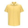 thumbnail image 4 of Admvng Chemises en Lin pour Hommes Décontractées Unies à Col Rabattu Chemise Boutonnée Manches Courtes P-2TG, 4 of 6