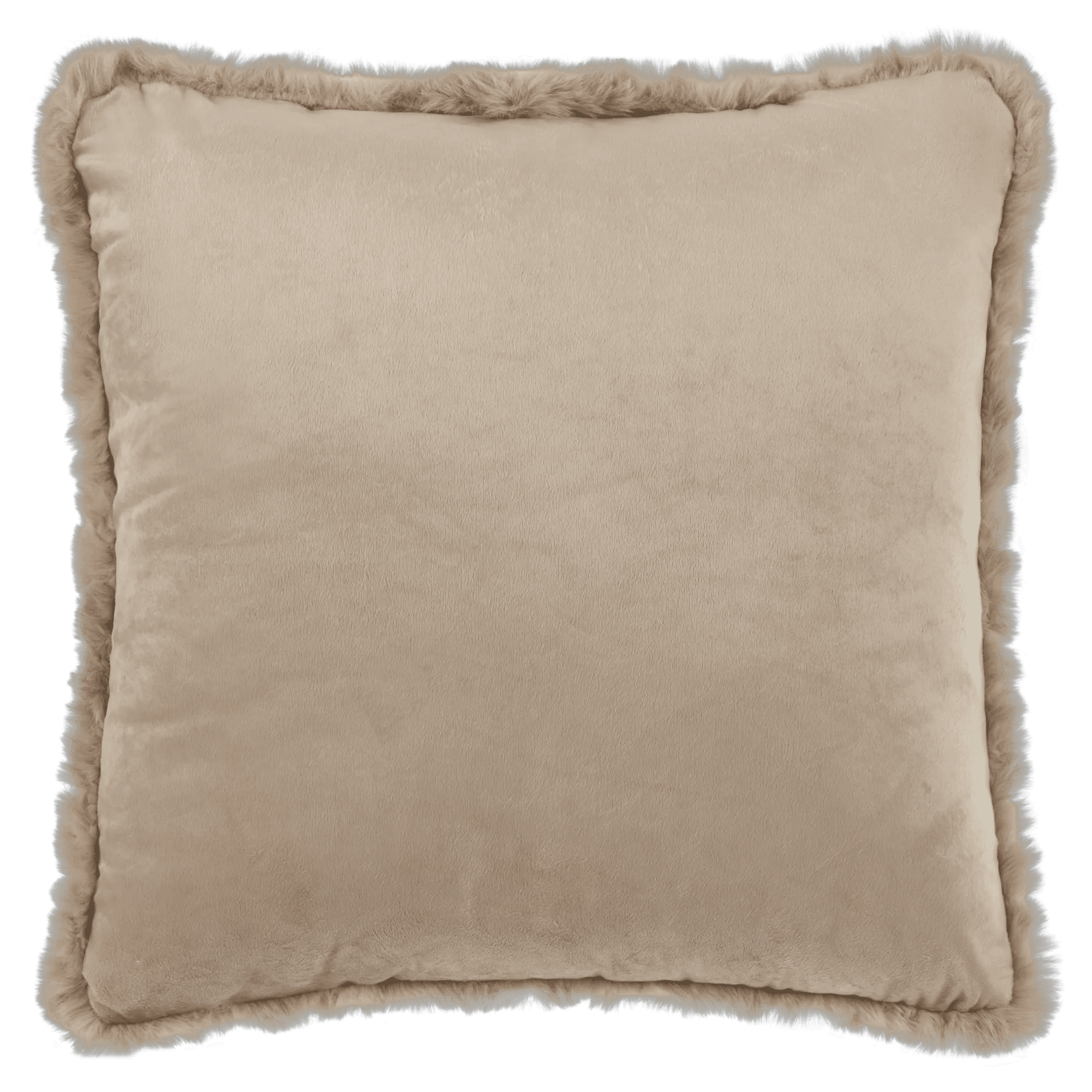 Coussin décoratif carré en fausse fourrure bouclée taupe beige 19x19 moderne Bouclair