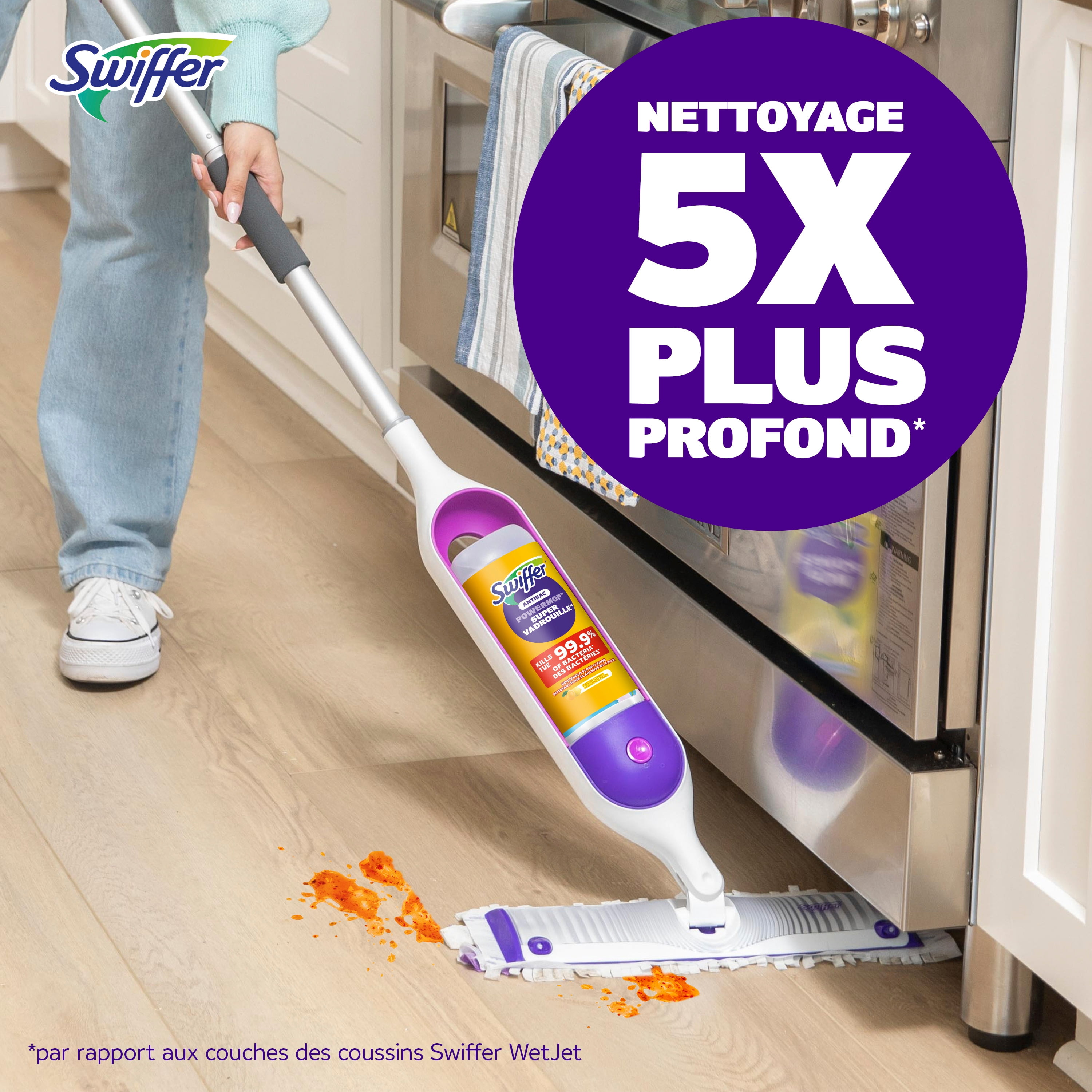 Swiffer SuperVadrouille, recharge de solution antibactérienne, Citron, paquet de 1