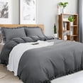 thumbnail image 2 of PiccoCasa 3 Pieces Soft Ruffled Brushed Duvet Cover Sets 110GSM Dark Gray Queen, 2 of 7