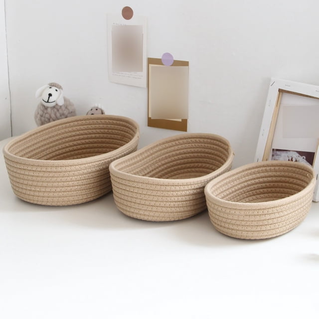 Titre de Produit de Rangement pour Textiles de Maison Petits Paniers Vides Tressés Minuscules de Rangement Mini en Corde Ovales Décoratifs