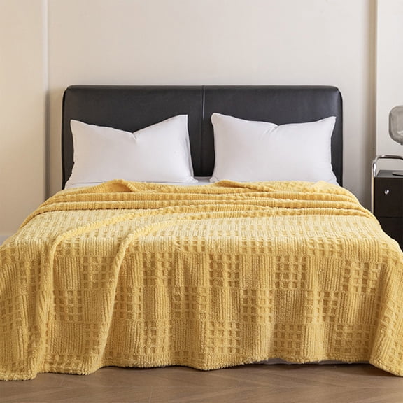 Waffle Weave Blanket, Lightweight Throw Blanket for Bed or Sofa, Soft Breathable Blanket with Double-Sided Edging, Lint Resistant Versatile Decorative Throw for Living Room, Bedroom, or Travel Use