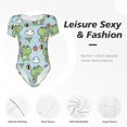 thumbnail image 4 of Kdxio Justaucorps à Manches Courtes pour Femme, Col Ras du Cou, Imprimé Grenouille Florale Mignonne, Modal, Doux, Coupe Confortable, Haut Aguichant - X-Grand, 4 of 7