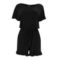 thumbnail image 4 of Shorts TopLLC pour Femmes Shorts pour Femmes Femmes Dames Uni Été Manches Courtes Col Rond Bandage Poche Combinaison Courte Femmes Barboteuse, 4 of 9