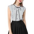 thumbnail image 1 of INSPIRE CHIC Women's Tie Neck Cap Sleeve Button Down Ruffle Summer Shirt, 1 of 6
