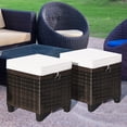 thumbnail image 3 of Costway 2PCS Patio Rattan Ottoman Cushioned Seat Coffee Table Furniture Beige, 3 of 10