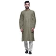thumbnail image 1 of Atasi Mens Printed Modal Satin Indian Long Kurta With White Churidar Pajama Set, 1 of 1