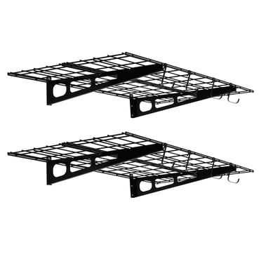 2-Pack Heavy Duty Garage Shelves,6 x 2 ft/72 in x 24 in Wall Mounted Storage Rack, 400 LB Capacity Metal Shelving for Workshop, Shed, Garage Organization, Black