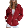 thumbnail image 1 of WEIYLL Hauts d'Été pour Femmes, Manteau à Capuche à Manches Longues avec Fermeture Éclair, Poche, Chandail en Molleton Rd2, Tailles P, 1 of 1